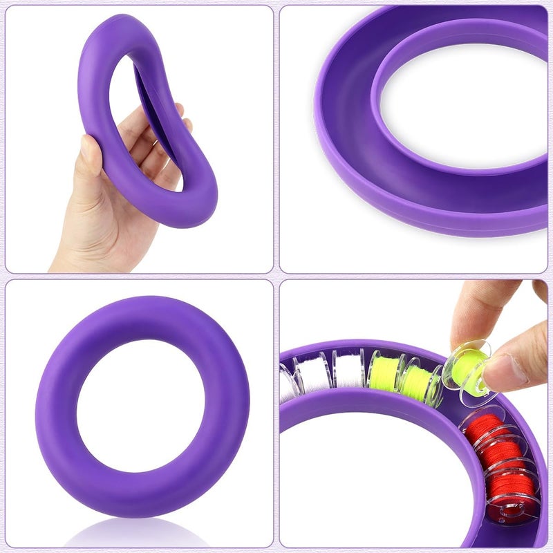 Bilkeru 1 Pcs Rubber Bobbin Holder, Round Sewing Bobbin Holder Supplies Organizer for Sewing Thread Machine Bobbins Case fit Metal, Plastic Sewing Machine Bobbins or Quilting Bobbins (Purple) - Image 4
